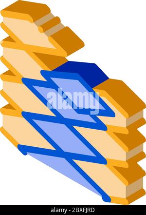 laying floor tiles isometric icon vector illustration Stock Vector