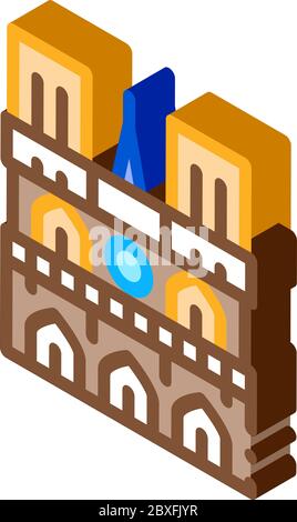 notre dame de paris isometric icon vector illustration Stock Vector