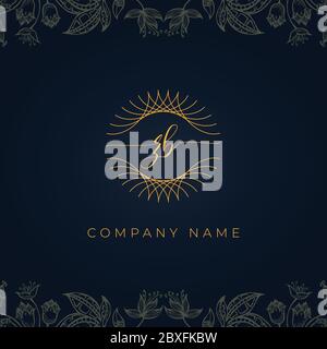 Elegant luxury initial letter ZB logo. This logo icon incorporate with abstract rounded thin geometric shape in floral background. Stock Vector