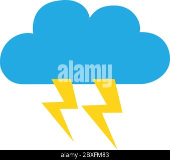 Lightning with cloud bolt vector icon silhouette blue isolated on white background illustration EPS10 Stock Vector