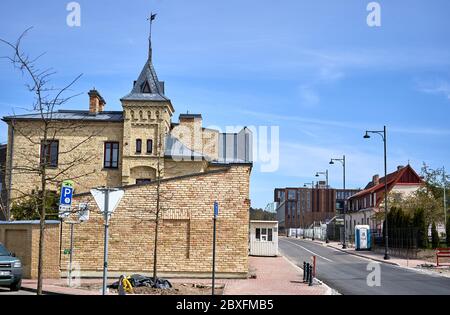 Old building and new street at the end of old town in Vilnius Stock Photo