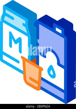 bag with milk isometric icon vector illustration Stock Vector