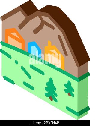 mountain village isometric icon vector illustration Stock Vector