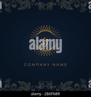 Elegant luxury initial letter ZG logo. This logo icon incorporate with abstract rounded thin geometric shape in floral background. That looks luxuriou Stock Vector