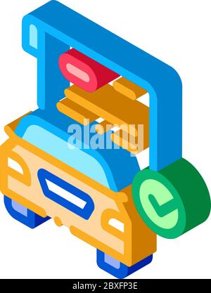 checked documents for car isometric icon vector illustration Stock Vector