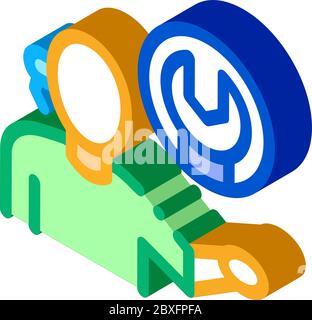 contact help setting problems isometric icon vector illustration Stock Vector