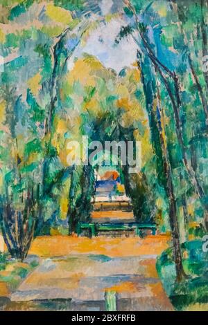 Painting titled 'Avenue at Chantilly' by Paul Cezanne dated 1888 Stock Photo