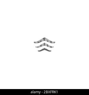three black wavy arrows up icon. swipe up button. Isolated on white. Upload icon. Upgrade, speed up sign. North pointing arrow. Stock Vector