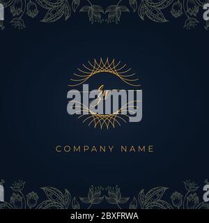 Elegant luxury initial letter ZU logo. This logo icon incorporate with abstract rounded thin geometric shape in floral background. That looks luxuriou Stock Vector