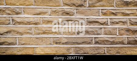 Brick Wall Panorama with white pointing Stock Photo