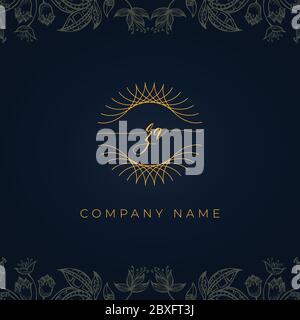 Elegant luxury initial letter ZA logo. This logo icon incorporate with abstract rounded thin geometric shape in floral background. Stock Vector