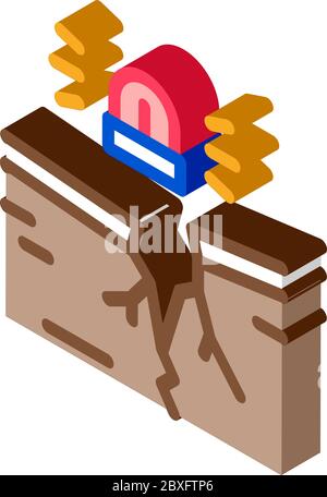 collapse earthquake disaster isometric icon vector illustration Stock ...