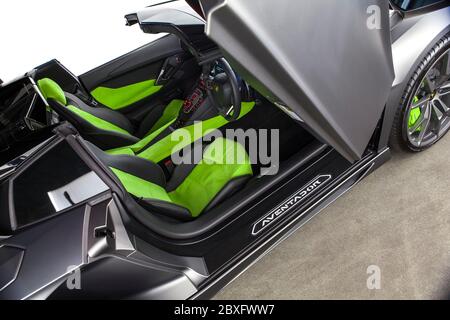 Lamborghini Aventador interior with door up Stock Photo