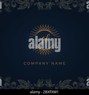 Elegant luxury initial letter ZD logo. This logo icon incorporate with abstract rounded thin geometric shape in floral background. Stock Vector