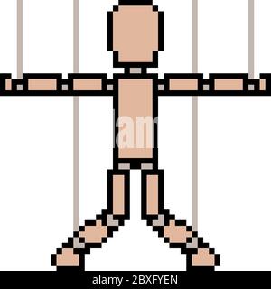 vector pixel art Puppet doll Stock Vector