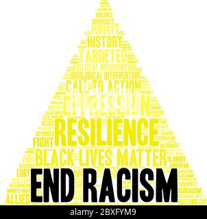 End Racism word cloud on a white background. Stock Vector