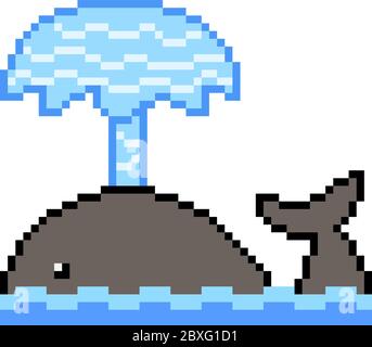 vector pixel art whale isolated Stock Vector