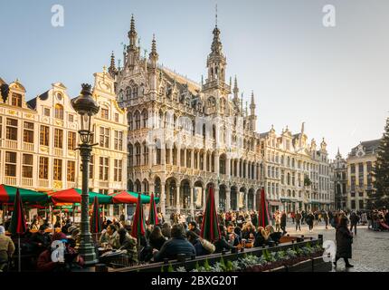 Grand Place in the historic centre of Brussels during the Christmas holidays. Brussels, Belgium, Europe Stock Photo