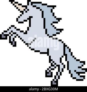 vector pixel art unicorn isolated Stock Vector