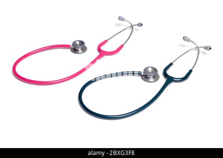 Black and pink stethoscopes isolated on white background Stock Photo ...
