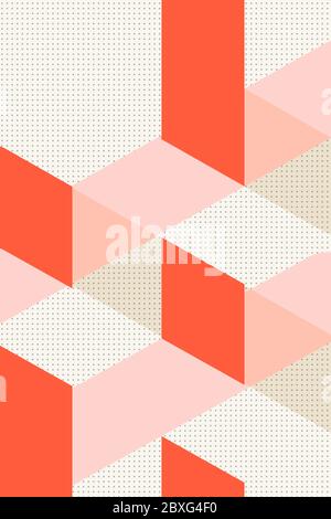 Colorful geometric Cover Swiss Modernism. Red pink and white texture. Abstract pattern Shapes Concept backgrounds for ads or prints, covers or posters Stock Photo