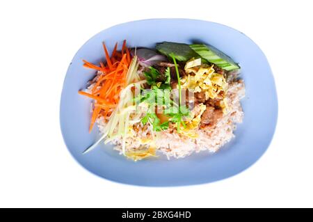 Khao kluk kapi is one of the finest and freshest single plate Thai dishes available. Stock Photo