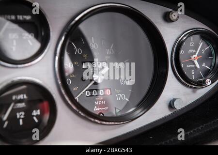 Ferrari Dino 246 GTS dials Stock Photo