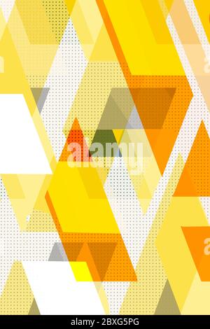 Colorful geometric Cover Swiss Modernism. cubes and triangles. Yellow and white texture. Abstract pattern Shapes Concept backgrounds for ads or prints Stock Photo