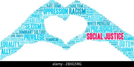 Social Justice word cloud on a white background. Stock Vector