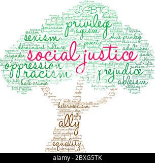 Social Justice word cloud on a white background. Stock Vector