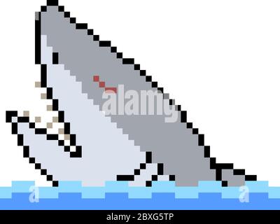 vector pixel art shark isolated Stock Vector