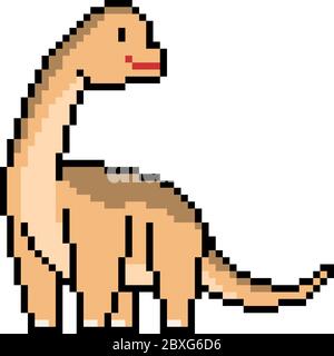 vector pixel art brachiosaurus dinoasur Stock Vector