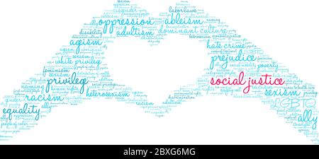 Social Justice word cloud on a white background. Stock Vector