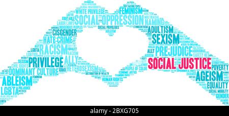 Social Justice word cloud on a white background. Stock Vector