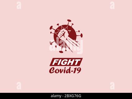 Fight Covid-19 With Sucker Punch Campaign Logo Symbol Stock Vector