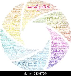 Social Justice word cloud on a white background. Stock Vector