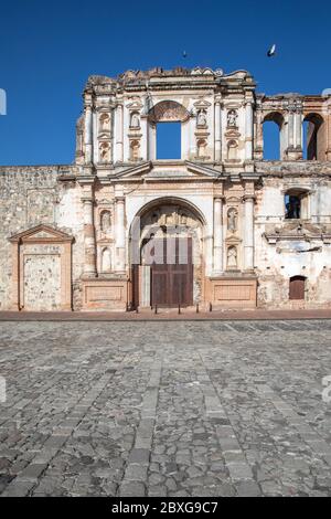 ruins of old buildings of colonial Antigua in Guatemala Stock Photo