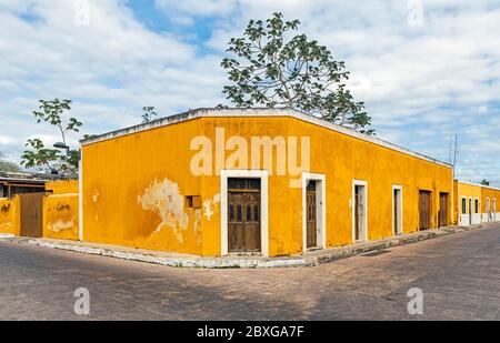 Colonial style architecture with yellow colors in Izamal, Yucatan Peninsula, Mexico. Stock Photo