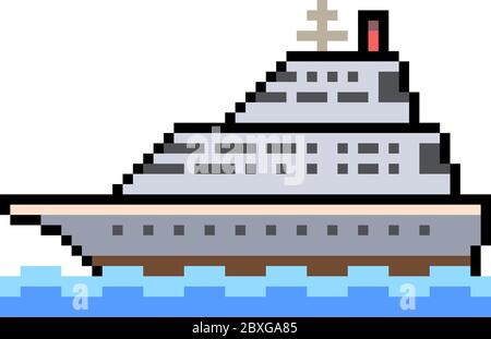 vector pixel art ship isolated cartoon Stock Vector Image & Art - Alamy