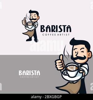 Barista Cafe Logo Stock Vector