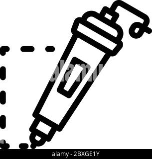 3d toy pen icon, outline style Stock Vector