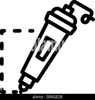 3d toy pen icon, outline style Stock Vector