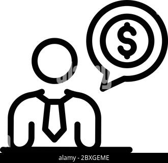 Bank cashier icon, outline style Stock Vector