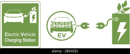 Electric Vehicle Charging Station Logo / Symbol / Template Stock Vector