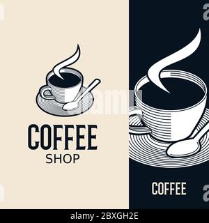 Hot Cup Cafe Logo Stock Vector