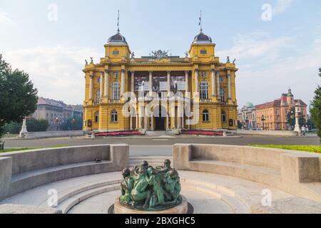 ZAGREB, CROATIA - 17TH AUGUST 2016: A view of the outside of the Croatian National Theatre in Zagreb during the day Stock Photo