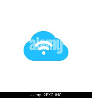 cloud vector glyph color icon. Cloud wifi icon. Stock vector illustration Stock Vector
