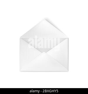 Realistic empty open white envelope. Vector illustration Stock Vector