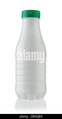 Small white plastic bottle isolated on white. Stock Photo
