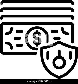 Protected cash icon, outline style Stock Vector Image & Art - Alamy